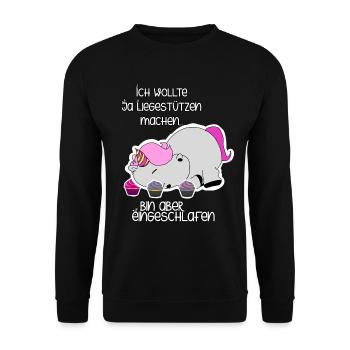 Faules Einhorn Lustige Sprüche - Unisex Pullover - Schwarz - Vorne - Alina (178cm) & Michal (187cm)