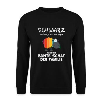 Das bunte Schaf der Familie Guy - Unisex Pullover - Schwarz - Vorne - Alina (178cm) & Michal (187cm)