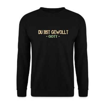 Du bist gewollt - Gott - Christliche Sprüche Bibel - Unisex Pullover - Schwarz - Vorne - Alina (178cm) & Michal (187cm)