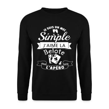 J´aime la belote et l apéro cadeau - Sweat-shirt Unisexe - noir - Devant - Alina (178cm) & Michal (187cm)