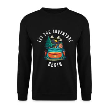 Let the adventure begin Aventurier Backpacker - Sweat-shirt Unisexe - noir - Devant - Alina (178cm) & Michal (187cm)