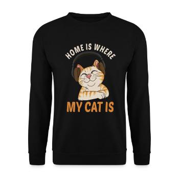 Home is where my cat is chat is ma maison - Sweat-shirt Unisexe - noir - Devant - Alina (178cm) & Michal (187cm)