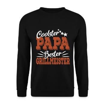 Coolster Papa Bester Grillmeister Grillsaison Dad - Unisex Pullover - Schwarz - Vorne - Alina (178cm) & Michal (187cm)