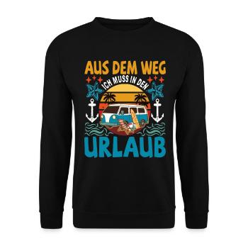 Aus dem Weg ich muss in den Urlaub Strandurlaub - Unisex Pullover - Schwarz - Vorne - Alina (178cm) & Michal (187cm)