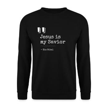 Christliche Sprüche Jesus is my Savior - Unisex Pullover - Schwarz - Vorne - Alina (178cm) & Michal (187cm)