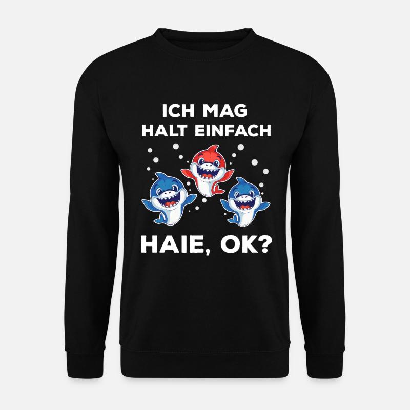 Ich mag einfach Haie Süßer Hai Haifisch Geschenk - Unisex Pullover - Schwarz