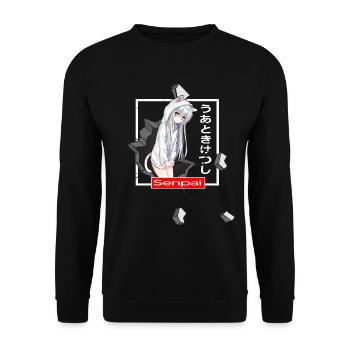 anime gamer sad girl japan bad senpai egirl manga - Unisex Sweatshirt - black - Front - Alina (178cm) & Michal (187cm)