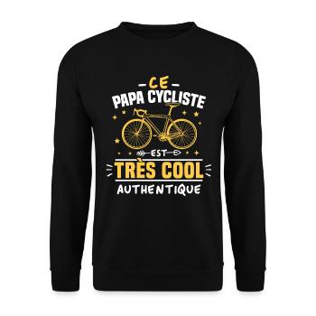 Ce papa cycliste est cool et authentique - Sweat-shirt Unisexe - noir - Devant - Alina (178cm) & Michal (187cm)