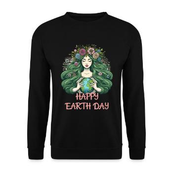 Mother Earth Happy Earth Day Nature Environment Flowers - Unisex Sweatshirt - black - Front - Alina (178cm) & Michal (187cm)
