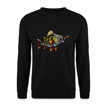 Perch Design For Anglers - Predator Fishing - Unisex Sweatshirt - black - Front - Alina (178cm) & Michal (187cm)