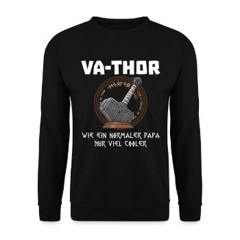 Va-Thor Vater Thor Vatertag Wikinger Papa Geschenk - Unisex Pullover - Schwarz - Vorne - Alina (178cm) & Michal (187cm)