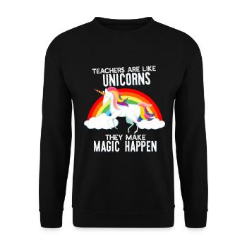 Teacher Teacher Unicorn - Unisex Sweatshirt - black - Front - Alina (178cm) & Michal (187cm)