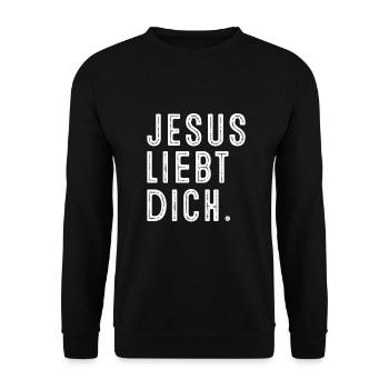 Jesus Liebt dich! - Unisex Pullover - Schwarz - Vorne - Alina (178cm) & Michal (187cm)