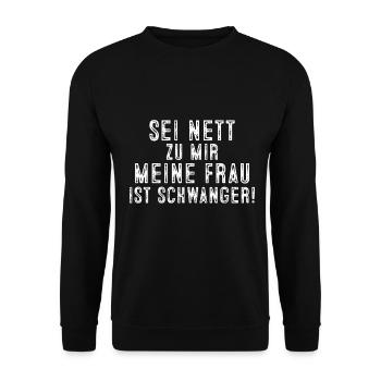 Schwanger - Unisex Pullover - Schwarz - Vorne - Alina (178cm) & Michal (187cm)