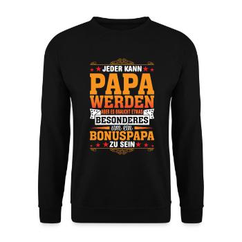 Vatertag Stiefvater Bonus Vater Geschenk Papa - Unisex Pullover - Schwarz - Vorne - Alina (178cm) & Michal (187cm)