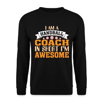 Handball Trainer Coach Handballer Geschenk Spruch - Unisex Pullover - Schwarz - Vorne - Alina (178cm) & Michal (187cm)