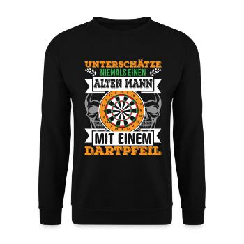 Darts Lustig Dart Dartboard Dartspieler Spruch - Unisex Pullover - Schwarz - Vorne - Alina (178cm) & Michal (187cm)