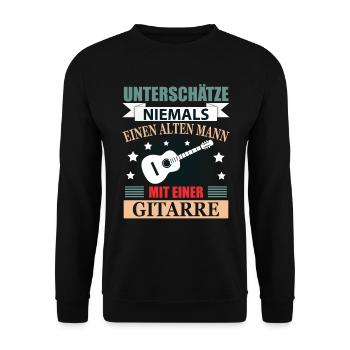 Gitarre Rentner Geschenk Lustig Herren Spruch - Unisex Pullover - Schwarz - Vorne - Alina (178cm) & Michal (187cm)