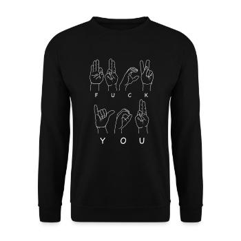 fuck you, hand sign - Unisex Sweatshirt - black - Front - Alina (178cm) & Michal (187cm)