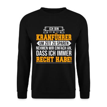 Kranführer - Unisex Pullover - Schwarz - Vorne - Alina (178cm) & Michal (187cm)