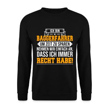 Baggerfahrer - Unisex Pullover - Schwarz - Vorne - Alina (178cm) & Michal (187cm)