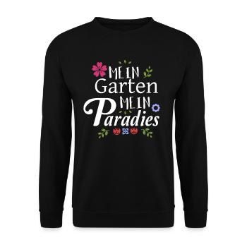 Garten Gartenarbeit Geschenk für Damen und Herren - Unisex Pullover - Schwarz - Vorne - Alina (178cm) & Michal (187cm)