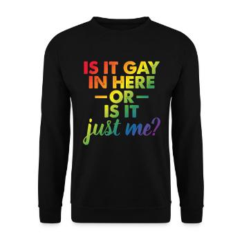 Is It Gay In Here Or Is It Just Me Funny Gay Pride - Unisex Pullover - Schwarz - Vorne - Alina (178cm) & Michal (187cm)