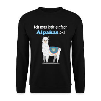 Lama Alpaka Spruch Geschenk Damen Herren Kinder - Unisex Pullover - Schwarz - Vorne - Alina (178cm) & Michal (187cm)