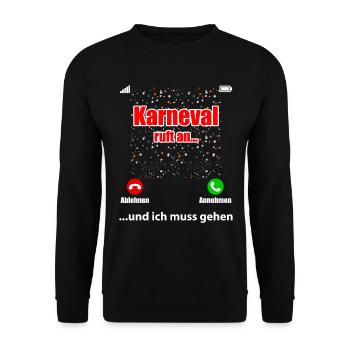 Karneval Ruft An Handy Kostüm Damen Herren Kinder - Unisex Pullover - Schwarz - Vorne - Alina (178cm) & Michal (187cm)