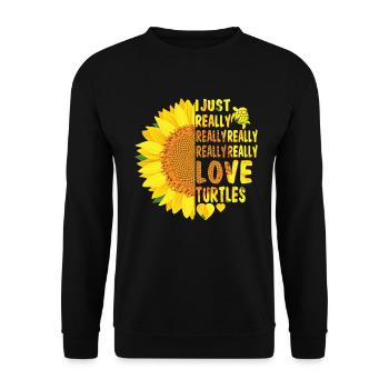 I Just Really Really Love Turtles Sunflower Women - Unisex Sweatshirt - black - Front - Alina (178cm) & Michal (187cm)