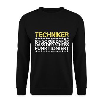 Techniker Technik Handwerker Handwerk Geschenkidee - Unisex Pullover - Schwarz - Vorne - Alina (178cm) & Michal (187cm)