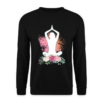 Yoga Kleidung Namaste Für Damen, Herren Und Kinder - Unisex Pullover - Schwarz - Vorne - Alina (178cm) & Michal (187cm)