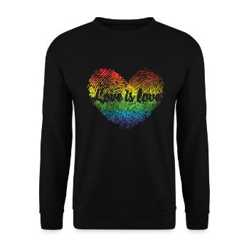 Love Is Love LGBT Pride Fingerprint Heart Supports - Unisex Sweatshirt - black - Front - Alina (178cm) & Michal (187cm)