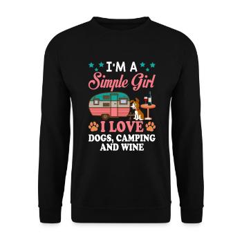 Je suis une fille simple, j'aime les chiens, le camping et le vin - Sweat-shirt Unisexe - noir - Devant - Alina (178cm) & Michal (187cm)
