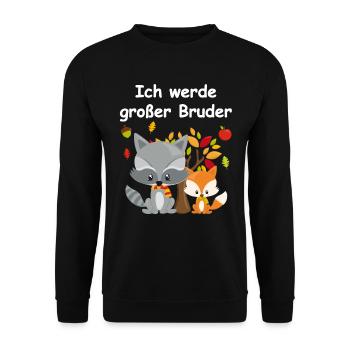 Ich werde Großer Bruder Geschenk Für Kinder Jungen - Unisex Pullover - Schwarz - Vorne - Alina (178cm) & Michal (187cm)