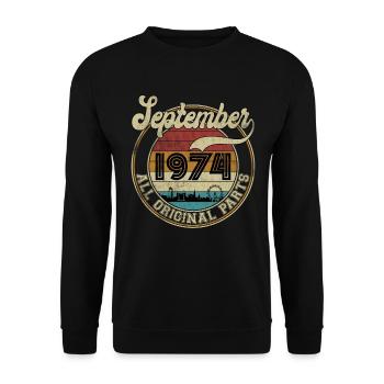 Septembre 1974 Toutes les pièces d'origine Vintage Sunset - Sweat-shirt Unisexe - noir - Devant - Alina (178cm) & Michal (187cm)