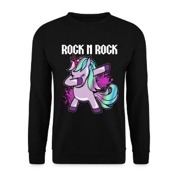 Rock unicorn dab motif for women men kids - Unisex Sweatshirt - black - Front - Alina (178cm) & Michal (187cm)