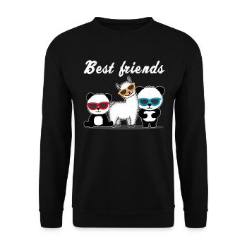Beste Freunde Geschenk Damen Herren Kinder - Unisex Pullover - Schwarz - Vorne - Alina (178cm) & Michal (187cm)