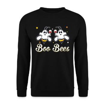 Boo Bees Wine Drinking Funny Halloween Bee Lovers - Unisex Sweatshirt - black - Front - Alina (178cm) & Michal (187cm)