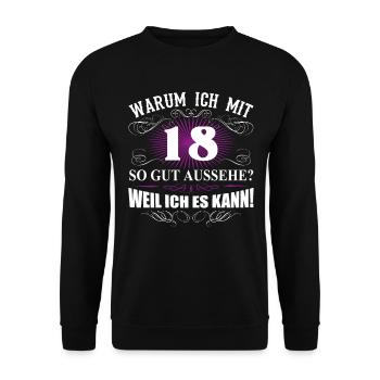 18 Jahre Geburtstag Geschenk Spruch Damen Herren - Unisex Pullover - Schwarz - Vorne - Alina (178cm) & Michal (187cm)