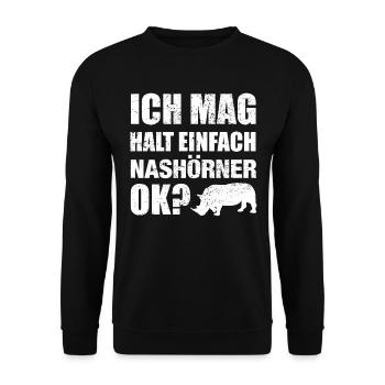 Nashörner Spruch Lustig Nashorn Geschenk - Unisex Pullover - Schwarz - Vorne - Alina (178cm) & Michal (187cm)