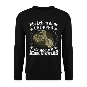 Chopper Motorrad Spruch Lustig Biker Geschenk - Unisex Pullover - Schwarz - Vorne - Alina (178cm) & Michal (187cm)