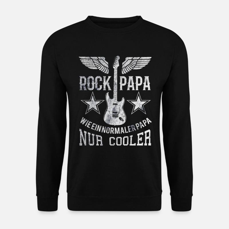 Rock Papa Spruch Vater Vatertag Geschenk Gitarre - Unisex Pullover - Schwarz