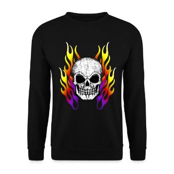 Skull Flames Gift Rock Metal Fans - Unisex Sweatshirt - black - Front - Alina (178cm) & Michal (187cm)