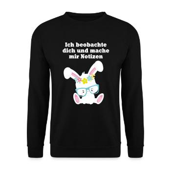 Hase Kaninchen Spruch Lustig Geschenk - Unisex Pullover - Schwarz - Vorne - Alina (178cm) & Michal (187cm)