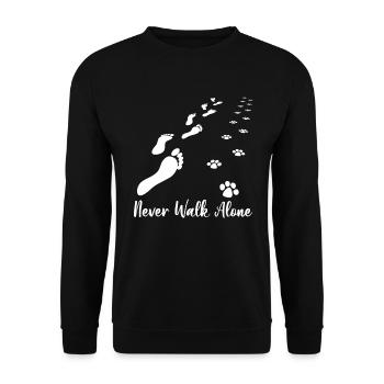 Never Walk Alone Dog Lovers Footprints - Unisex Pullover - Schwarz - Vorne - Alina (178cm) & Michal (187cm)