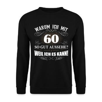 60. Geburtstag Mann Frau 60 Jahre Geschenk - Unisex Pullover - Schwarz - Vorne - Alina (178cm) & Michal (187cm)