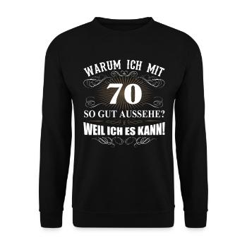 70. Geburtstag Mann Frau 70 Jahre Geschenk - Unisex Pullover - Schwarz - Vorne - Alina (178cm) & Michal (187cm)