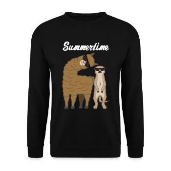 Été été lama suricate cadeau vacances - Sweat-shirt Unisexe - noir - Devant - Alina (178cm) & Michal (187cm)