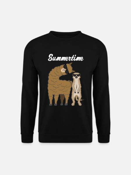 Sommer Sommerzeit Lama Erdmännchen Geschenk Urlaub - Unisex Pullover - Schwarz